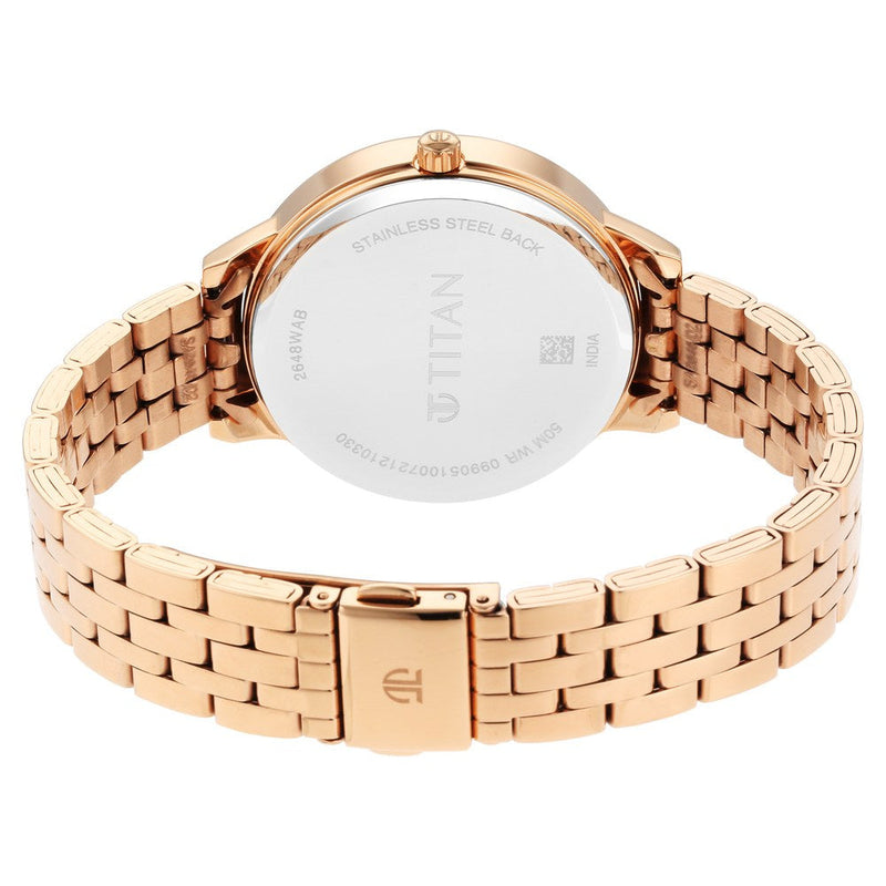 Titan Workwear Rose Gold Dial Women Watch With Stainless Steel Strap