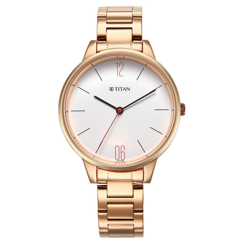 Titan Quartz Analog White Dial Watch for Women