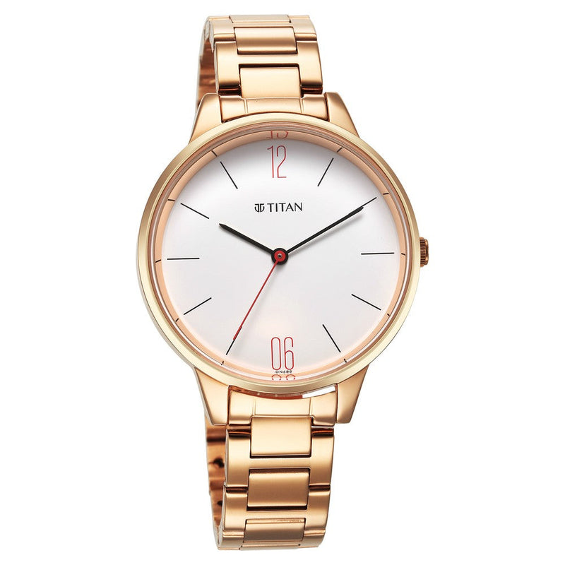 Titan Quartz Analog White Dial Watch for Women