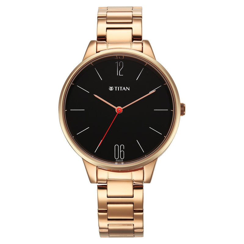 Titan Quartz Analog Black Dial Watch for Women