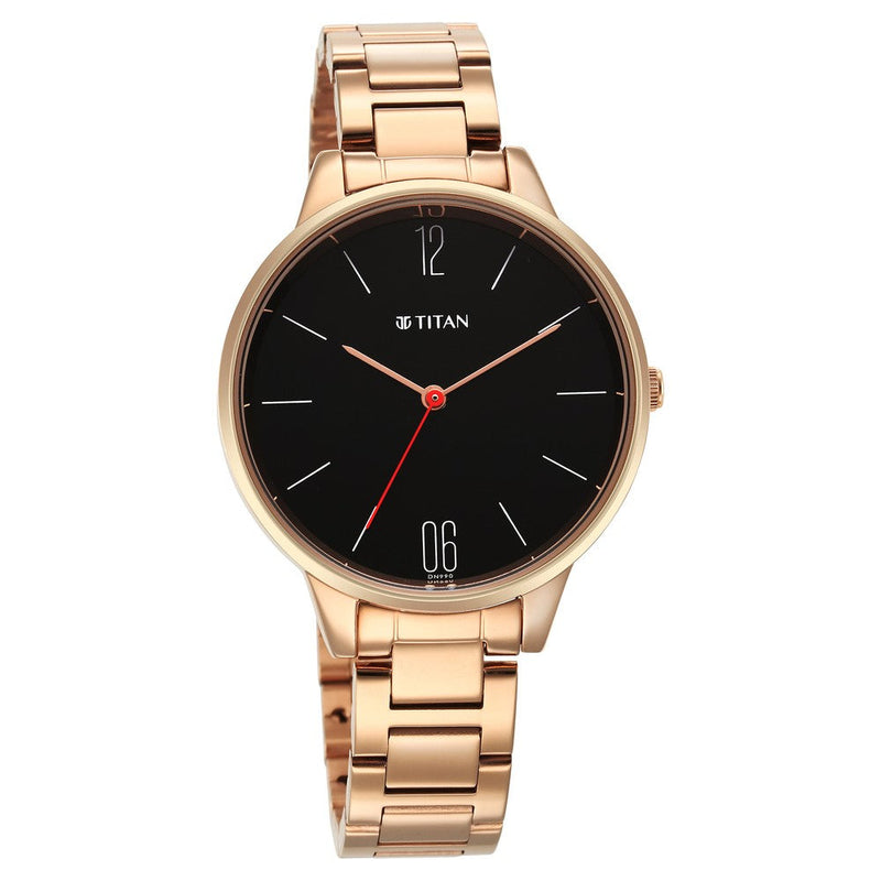 Titan Quartz Analog Black Dial Watch for Women