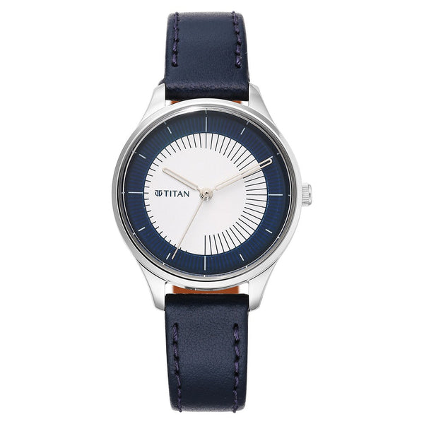 Titan Yin & Yang White Dial Analog Leather Strap Watch for Women