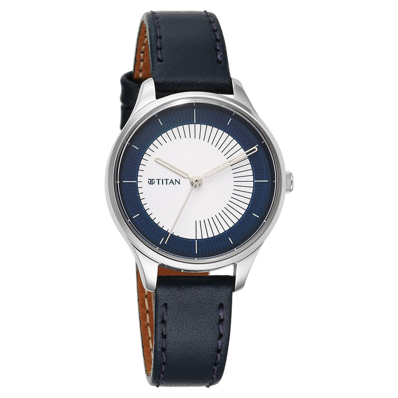 Titan Yin & Yang White Dial Analog Leather Strap Watch for Women