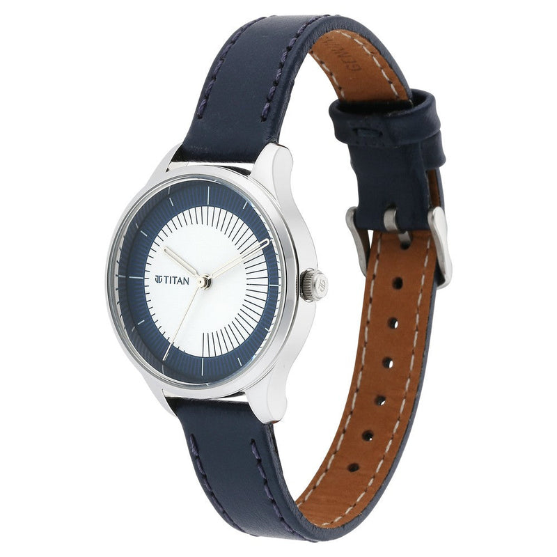 Titan Yin & Yang White Dial Analog Leather Strap Watch for Women