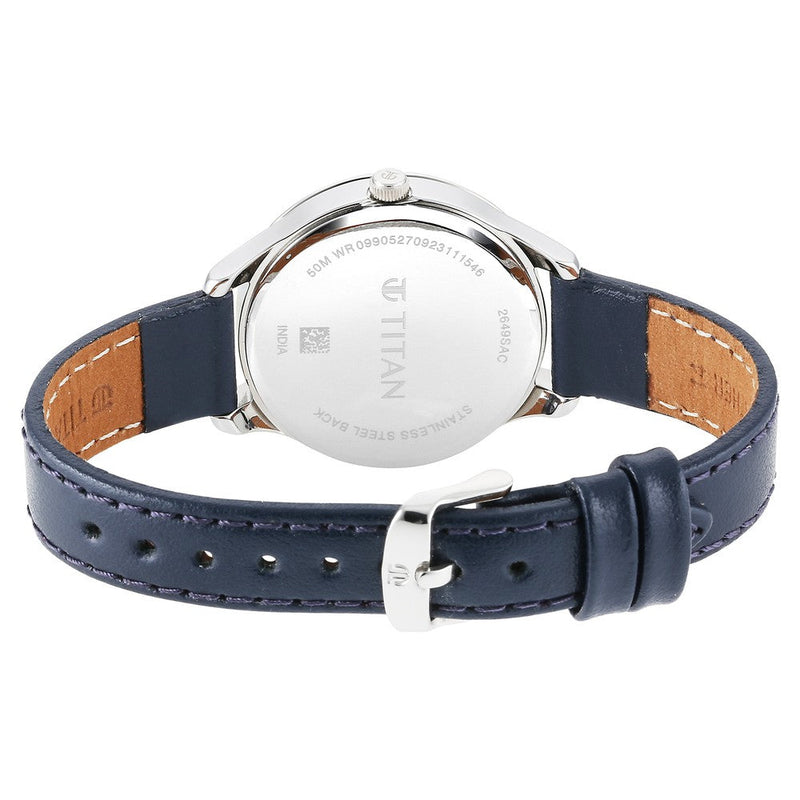 Titan Yin & Yang White Dial Analog Leather Strap Watch for Women