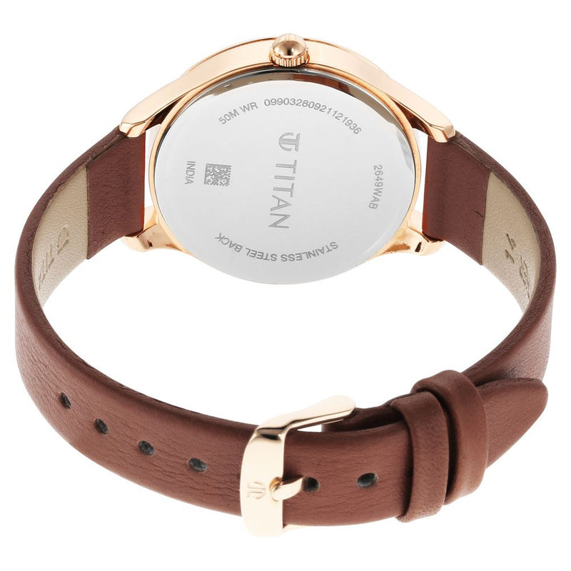 Titan Wander Blue Dial Analog Leather Strap Watch for Women