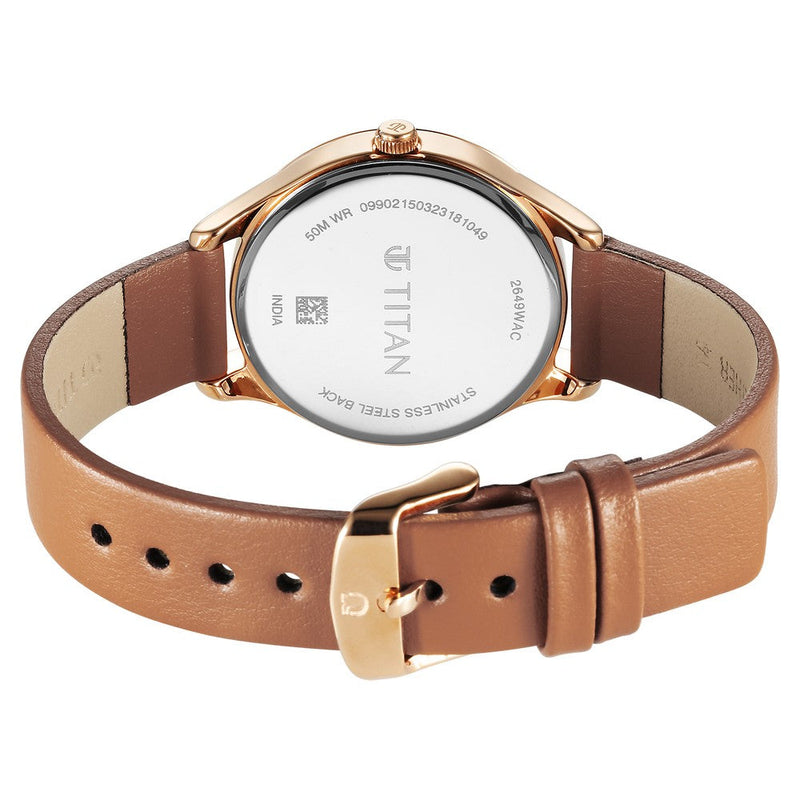 Titan Workwear White Dial Leather Strap Watch for Women