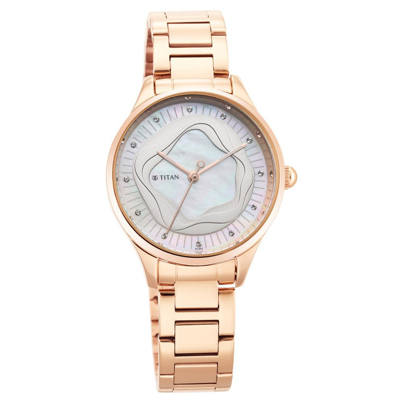 Titan Wander White Dial Women Watch With Stainless Steel Strap