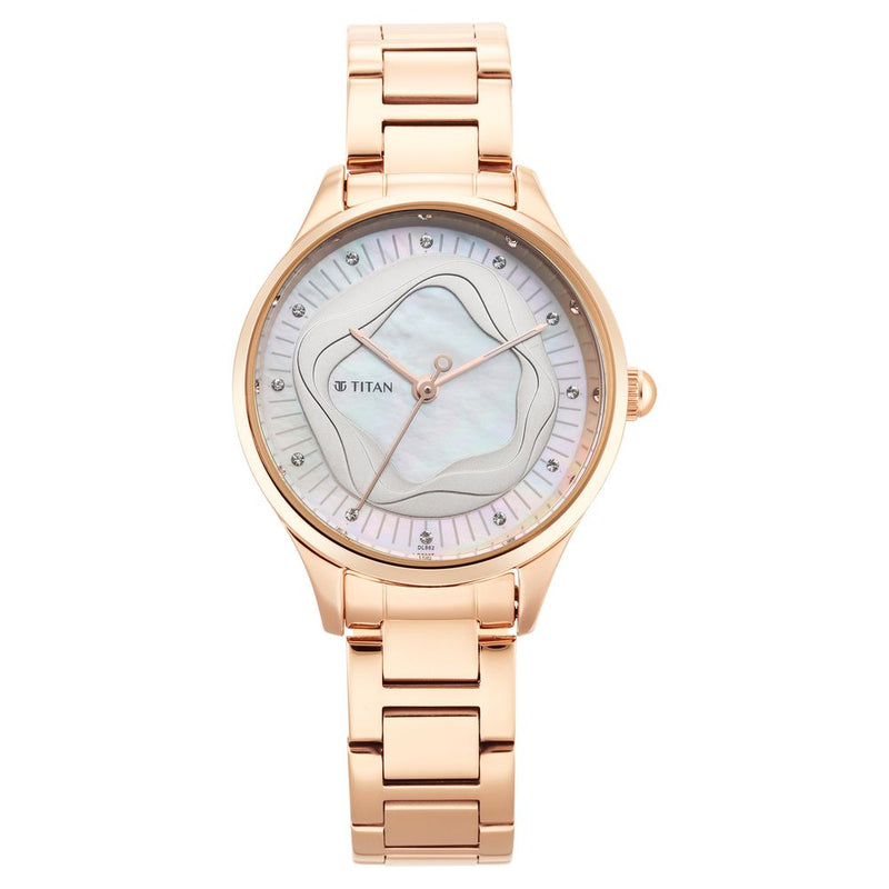 Titan Wander White Dial Women Watch With Stainless Steel Strap