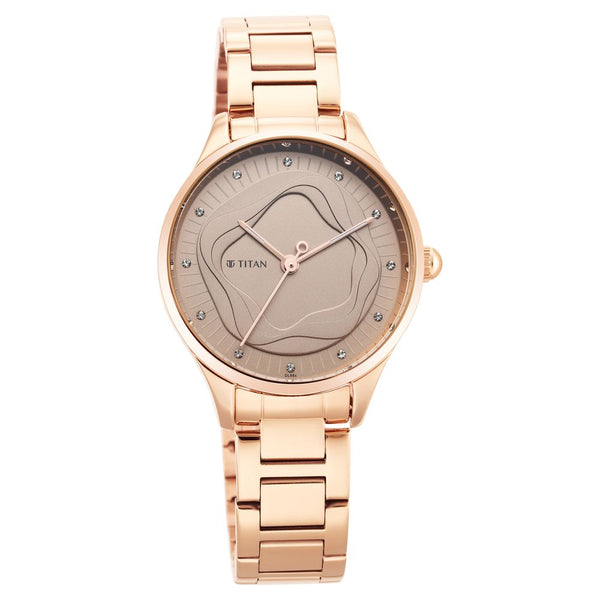 Titan Wander Brown Analog Stainless Steel Strap Watch for Women