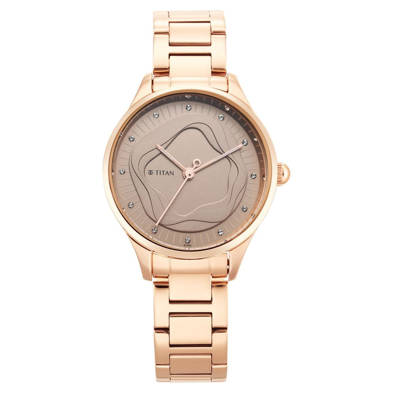 Titan Wander Brown Analog Stainless Steel Strap Watch for Women