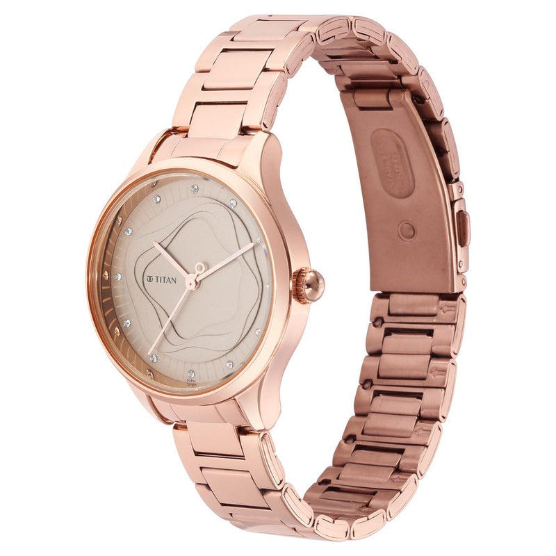 Titan Wander Brown Analog Stainless Steel Strap Watch for Women