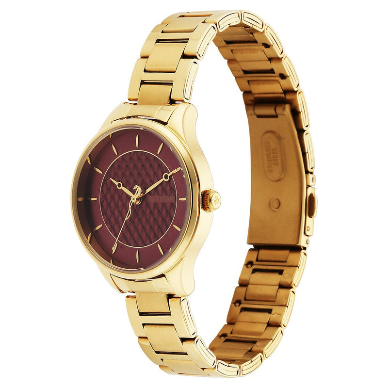 Titan Tet Red Dial Analog Stainless steel Strap Watch for Men