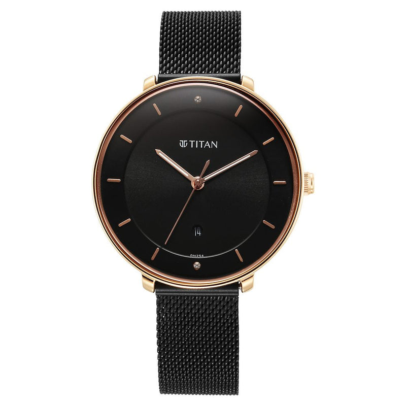 Titan Noir Black Dial Analog Stainless Steel Strap watch for Women