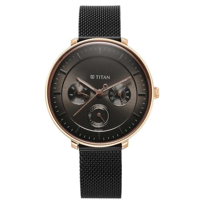 Titan Noir Anthracite Dial Women Watch With Stainless Steel Strap