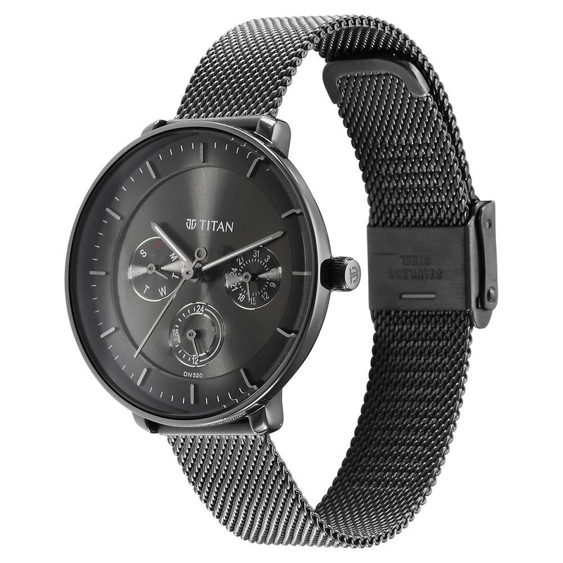 Titan Noir Anthracite Analog Stainless Steel Strap watch for Women