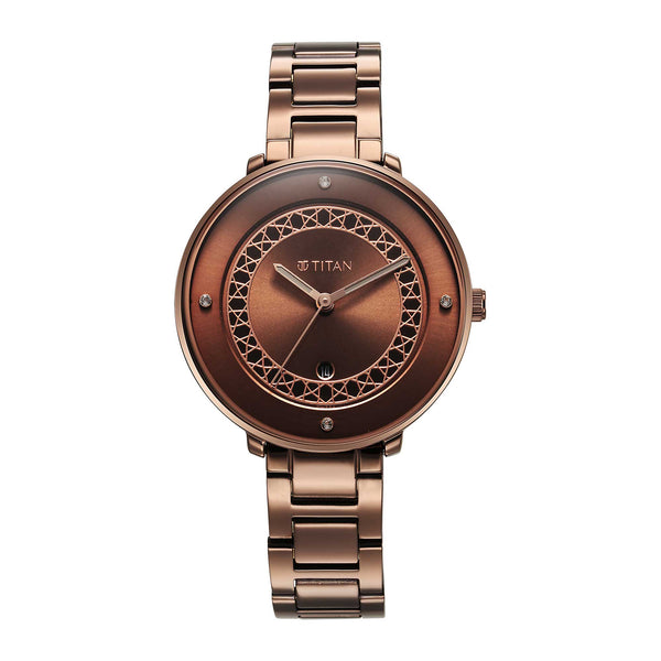 Titan Marhaba Brown Dial Analog Stainless Steel Strap watch for Women