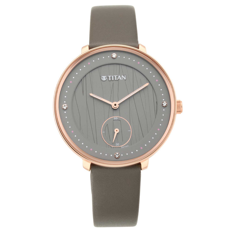 Titan Workwear Black Dial Women Watch With Leather Strap