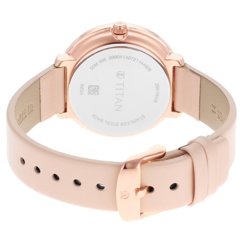 Titan Workwear Rose Gold Dial Analog Leather Strap Watch for Women