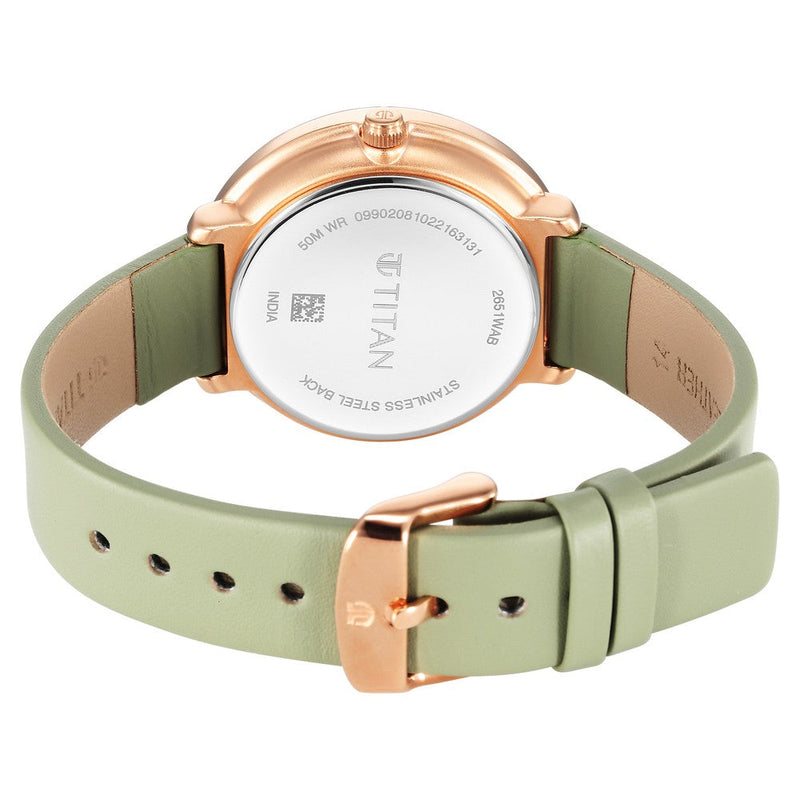 Titan Neo White Dial Analog Leather Strap Watch for Women