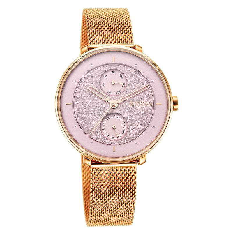 Titan Pastel Dreams Pink Dial Analog Metal Strap watch for Women