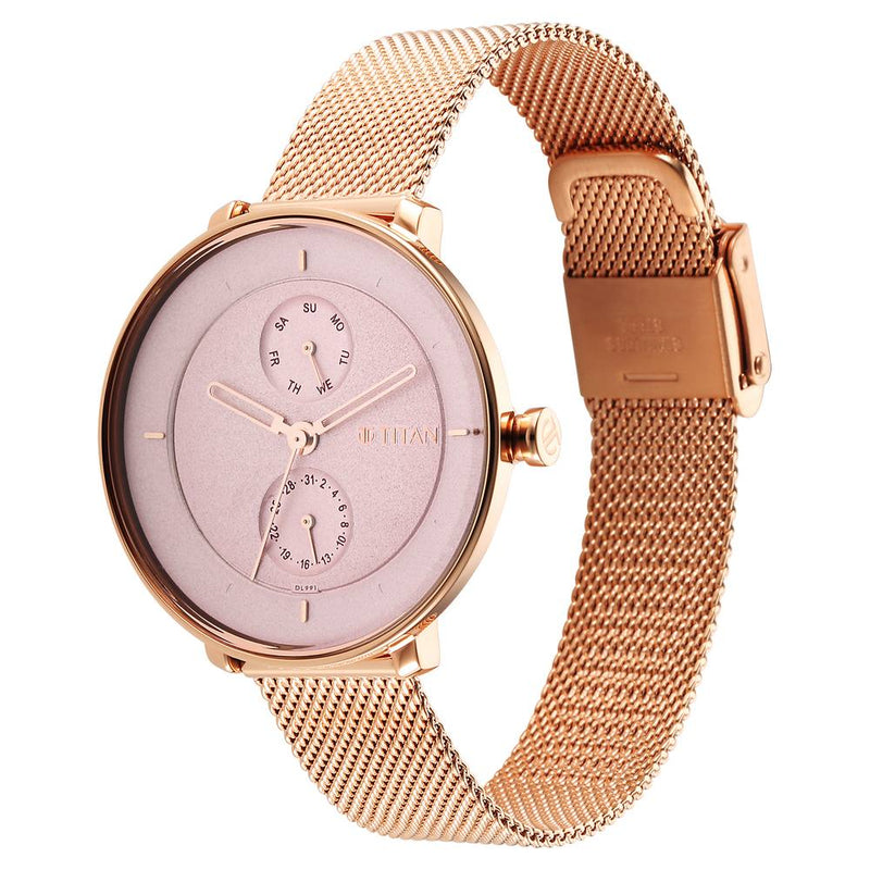 Titan Pastel Dreams Pink Dial Analog Metal Strap watch for Women