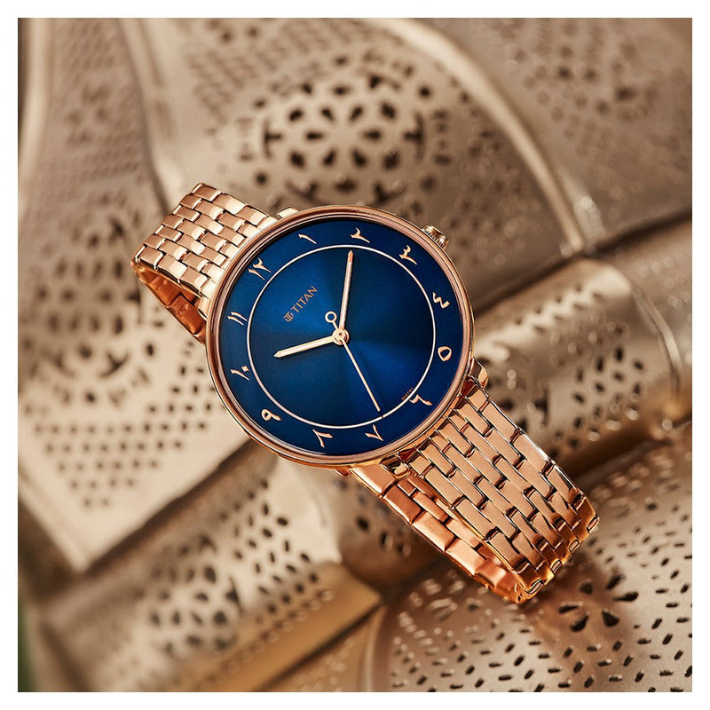 Titan Marhaba Blue Dial Analog Stainless Steel Strap watch for Women