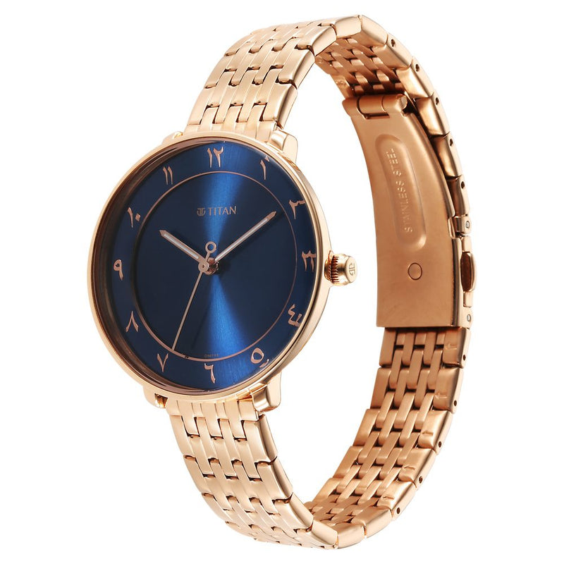 Titan Marhaba Blue Dial Analog Stainless Steel Strap watch for Women