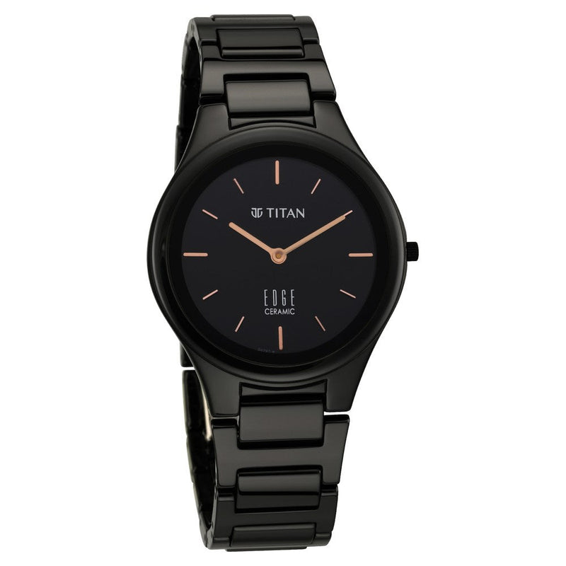 Titan Edge Ceramic Black Dial Analog Ceramic Strap watch for Women