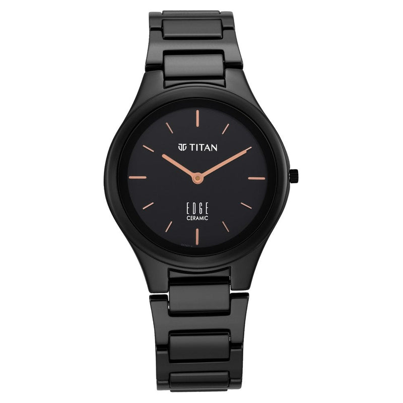 Titan Edge Ceramic Black Dial Analog Ceramic Strap watch for Women