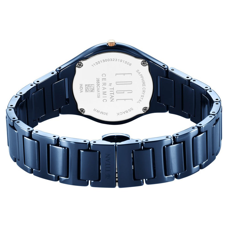 Titan Edge Ceramic Blue Dial Analog Ceramic Strap watch for Women