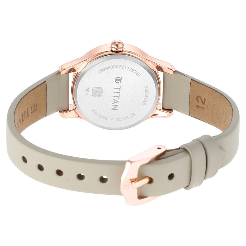 Titan Lagan Brown Dial Analog Leather Strap Watch for Women