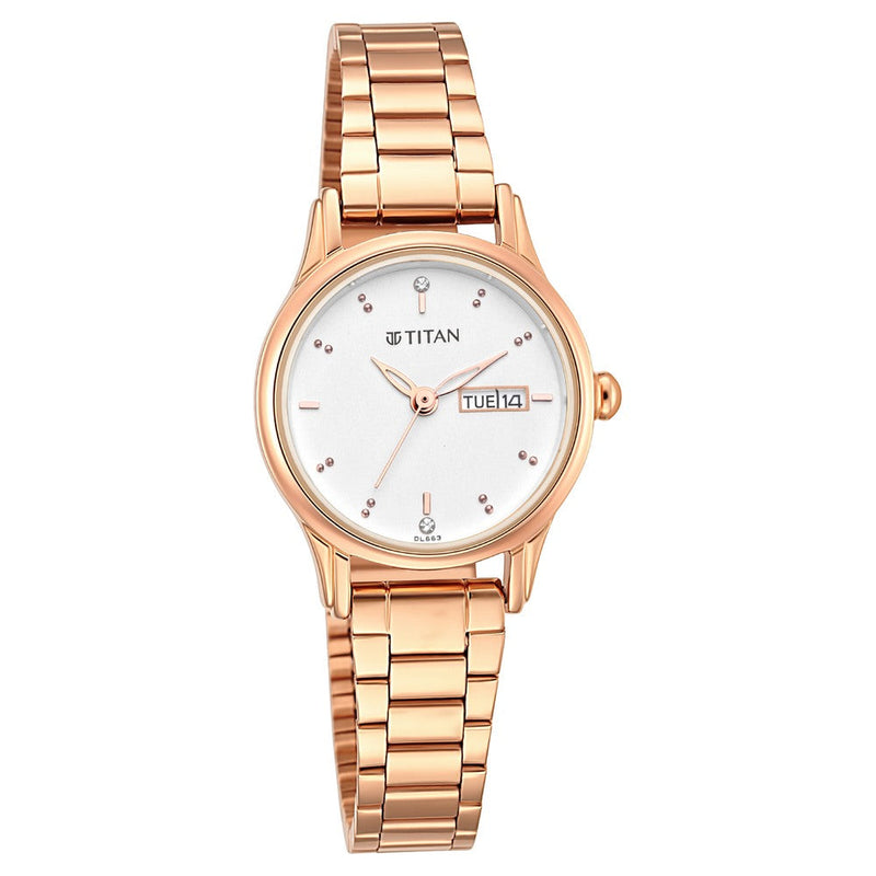 Titan Lagan Silver Dial Women Watch With Metal Strap