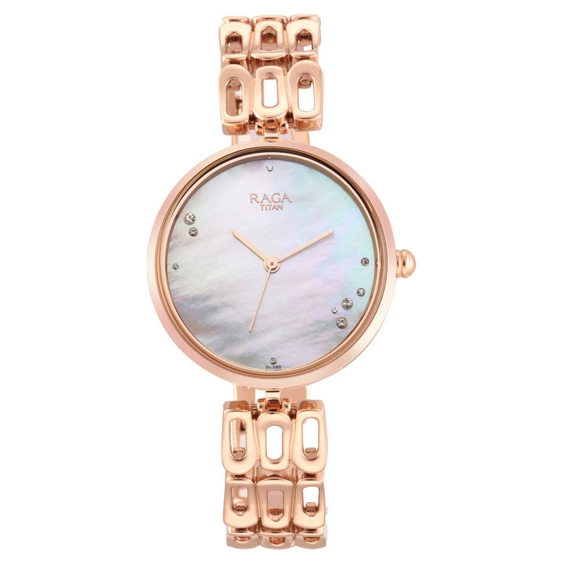 Titan Raga Chic Mother Of Pearl Dial Women Watch With Metal Strap