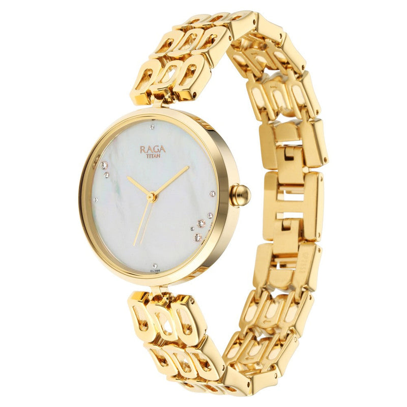 Titan Raga Chic Mother Of Pearl Dial Women Watch With Metal Strap