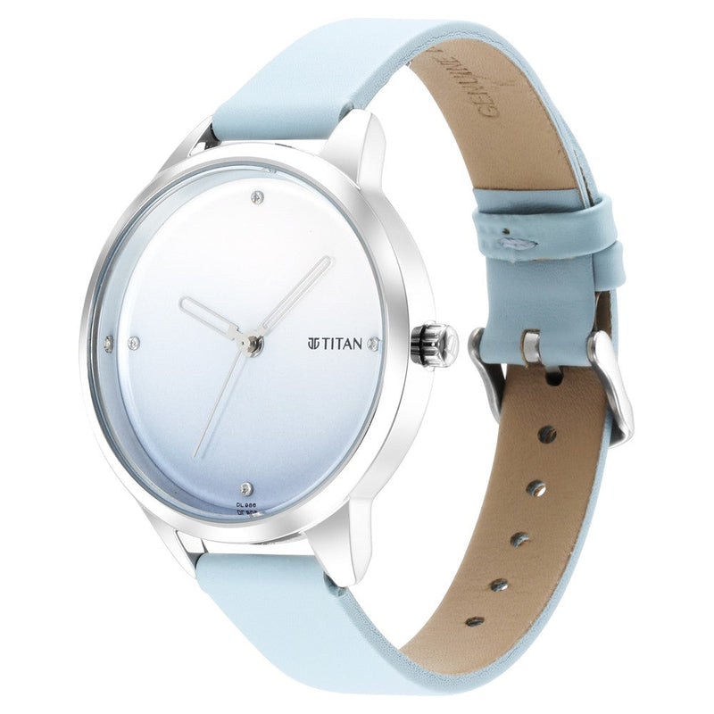 Titan Pastel Dreams Blue Analog Leather Strap watch for Women