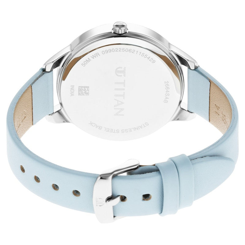 Titan Pastel Dreams Blue Analog Leather Strap watch for Women