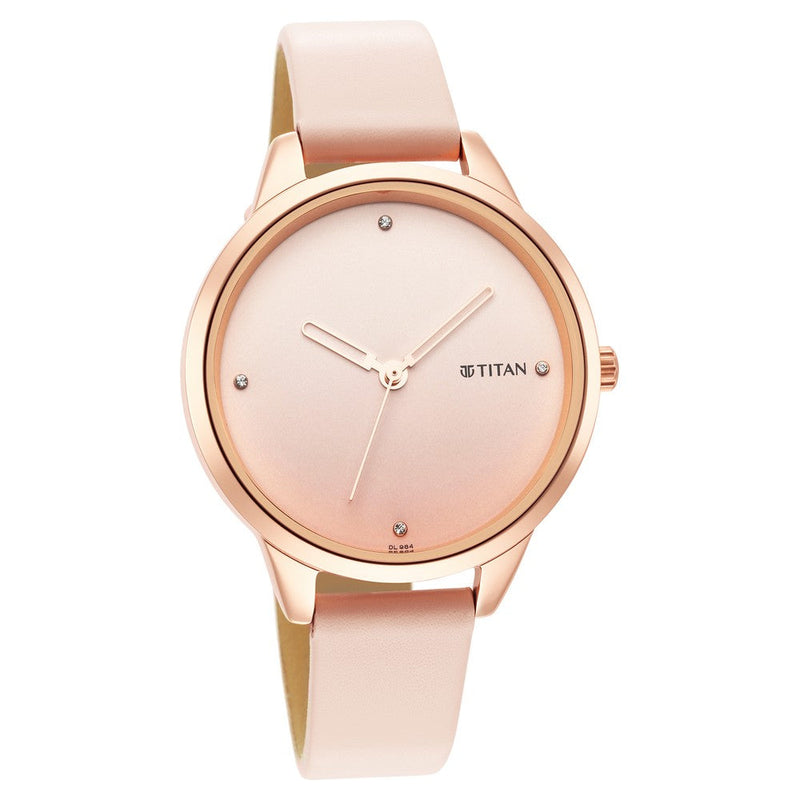 Titan Pastel Dreams Pink Dial Analog Leather Strap watch for WoMen