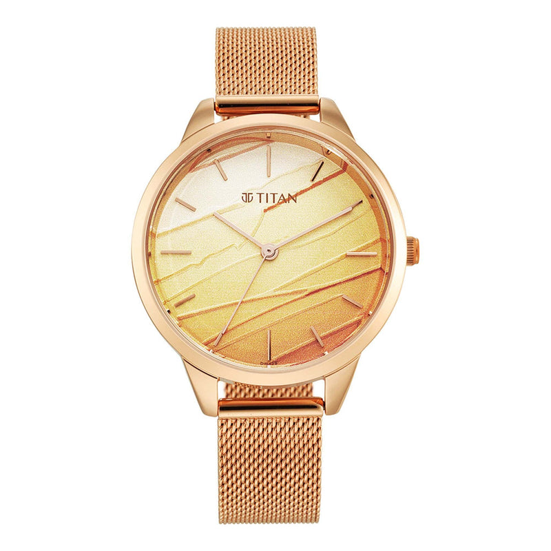 Titan Pastel DreamsPink Dial Analog Metal Strap Watch for Women