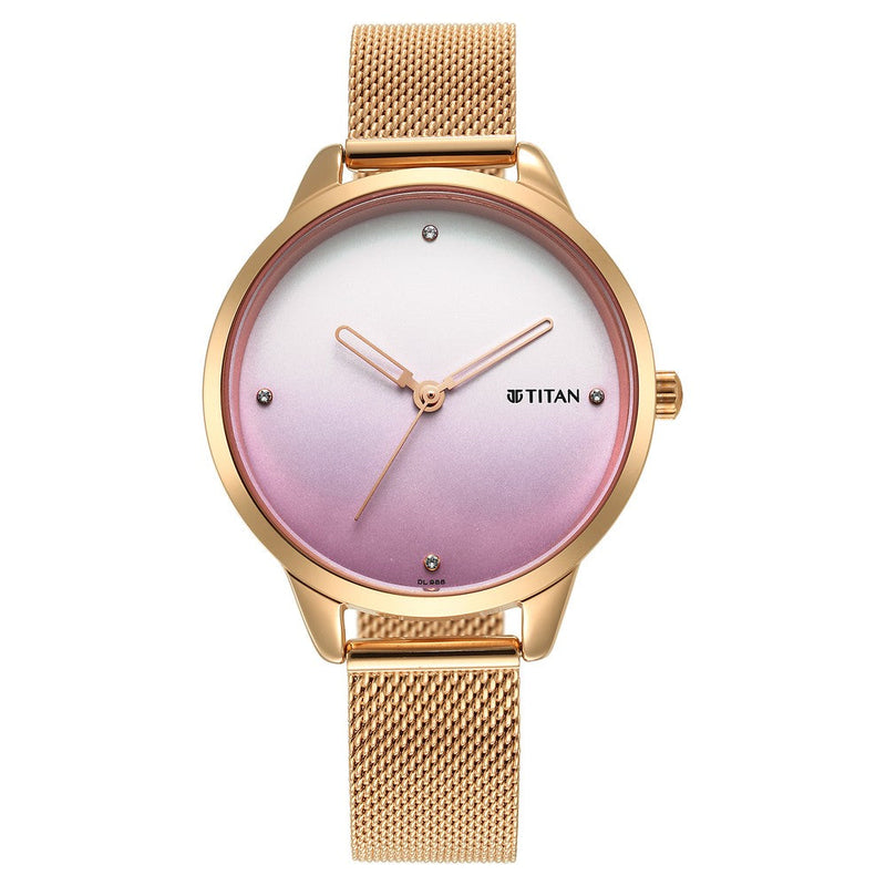 Titan Pastel DreamsPink Dial Analog Metal Strap Watch for Women