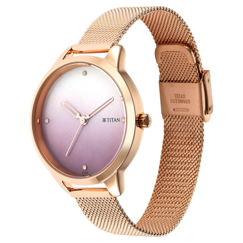 Titan Pastel DreamsPink Dial Analog Metal Strap Watch for Women