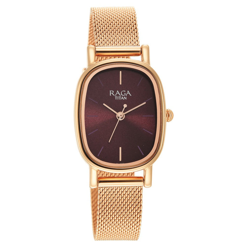 Titan Raga Viva Brown Dial Analog Stainless Steel Strap Watch for Women