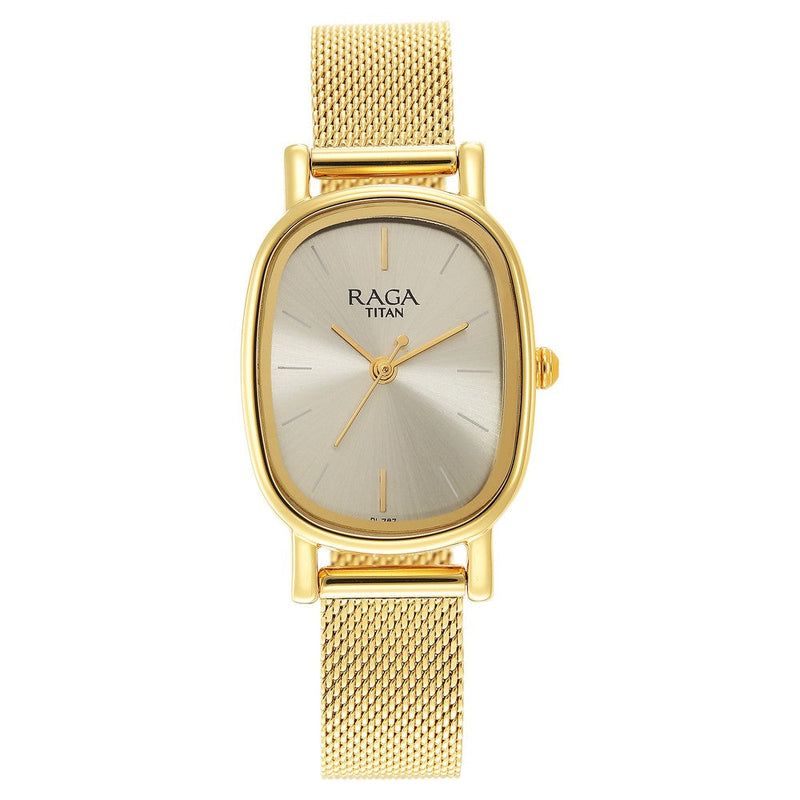 Titan Raga Viva Champagne Dial Analog Stainless Steel Strap watch for Women