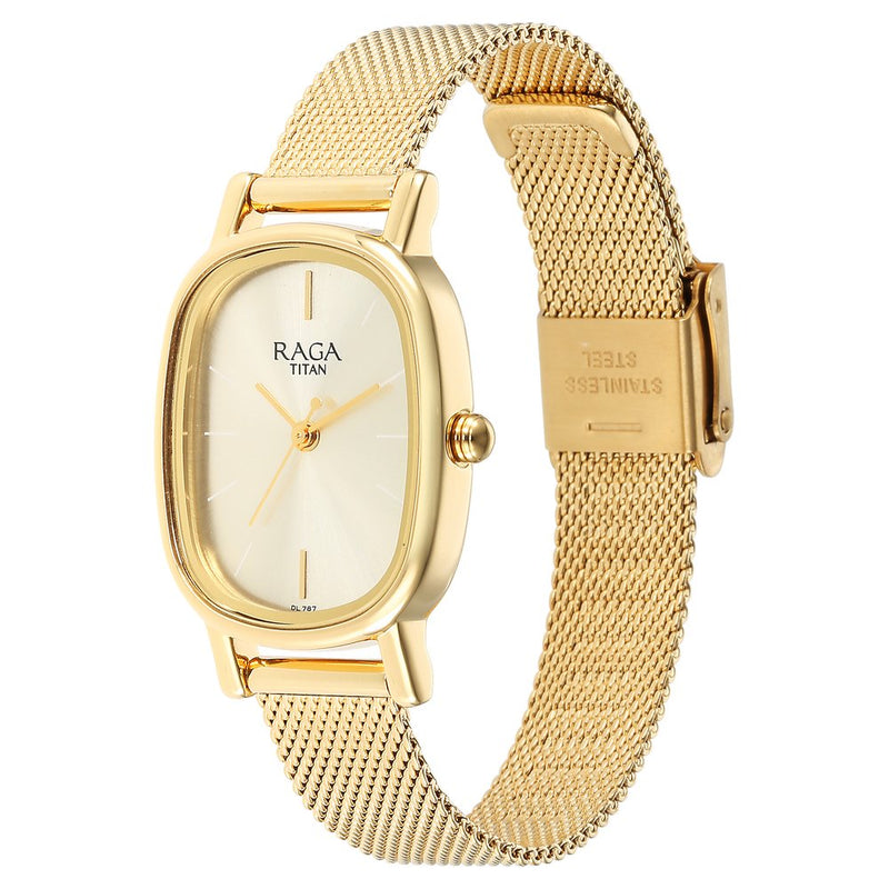 Titan Raga Viva Champagne Dial Analog Stainless Steel Strap watch for Women