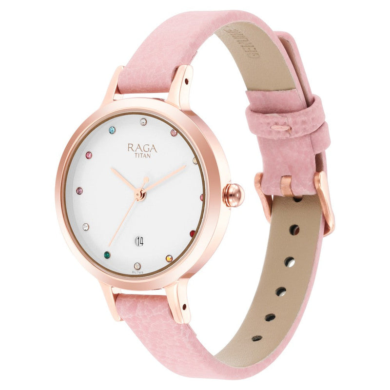 Titan Raga Viva White Dial Analog Metal Strap Watch for Women