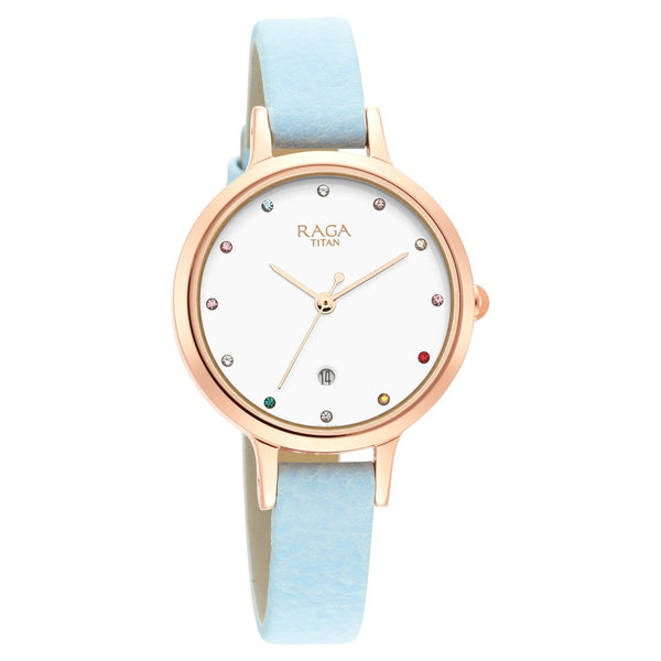 Titan Raga Viva White Dial Women Watch With Metal Strap