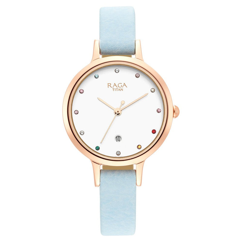 Titan Raga Viva White Dial Women Watch With Metal Strap