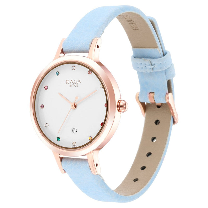 Titan Raga Viva White Dial Women Watch With Metal Strap