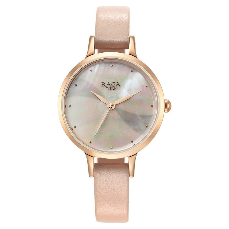 Titan Raga Power Pearls Quartz Analog Mother Of Pearl Dial Metal Strap Watch for Women