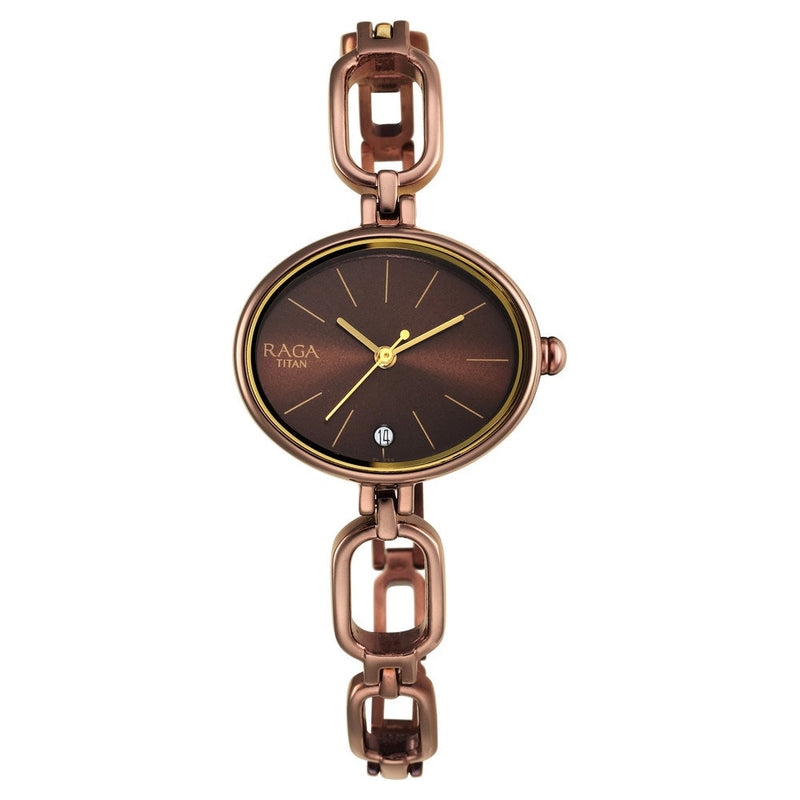 Titan Raga Viva Brown Dial Analog Metal Strap Watch for Women